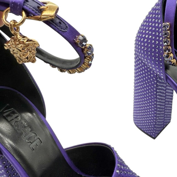 Versace Purple Medusa Aevitas rhinestone Platform Sandals EU 37 - Picture 7 of 14
